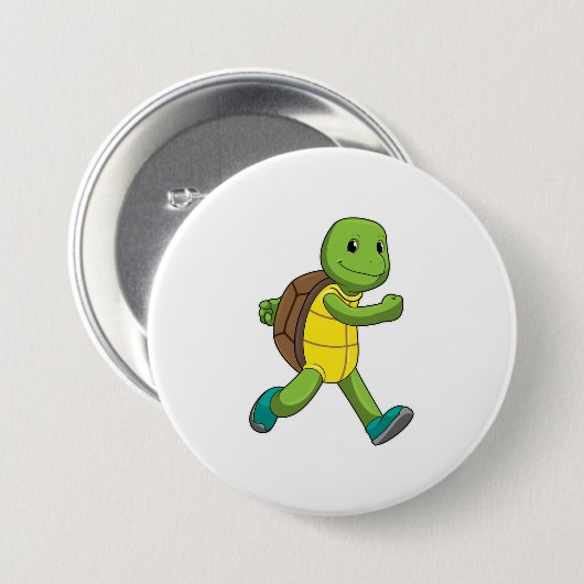 Badge Rond 7,6 Cm Tortue en course (Devant & derrière)