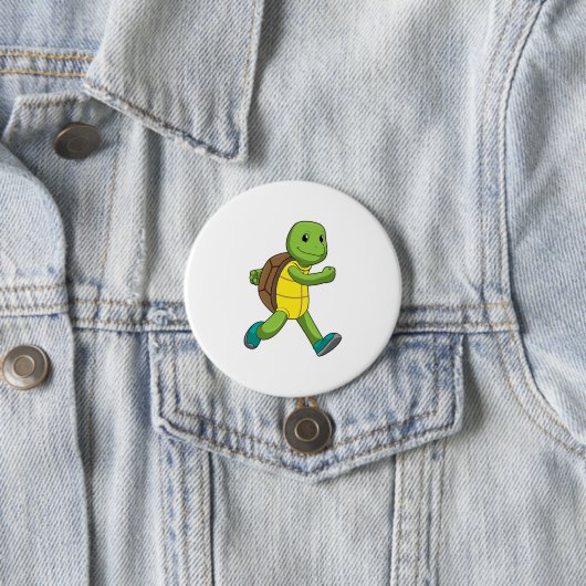 Badge Rond 7,6 Cm Tortue en course (En situation)