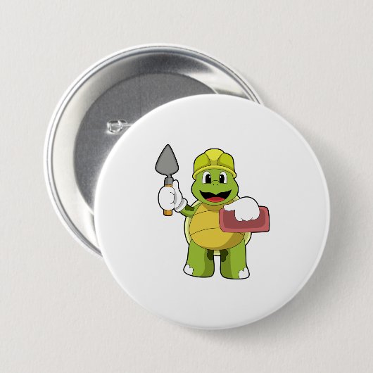 Badge Rond 7,6 Cm Tortue en mason avec pierre (Devant & derrière)