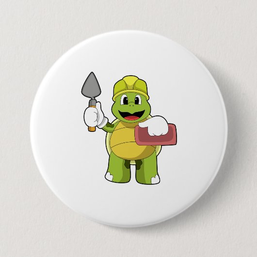 Badge Rond 7,6 Cm Tortue en mason avec pierre (Devant)