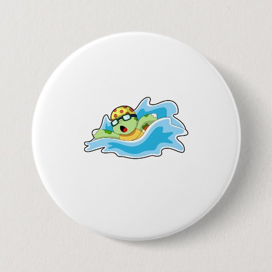 Badge Rond 7,6 Cm Tortue en nage dans l'eau (Devant)
