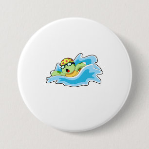 Badge Rond 7,6 Cm Tortue en nage dans l'eau
