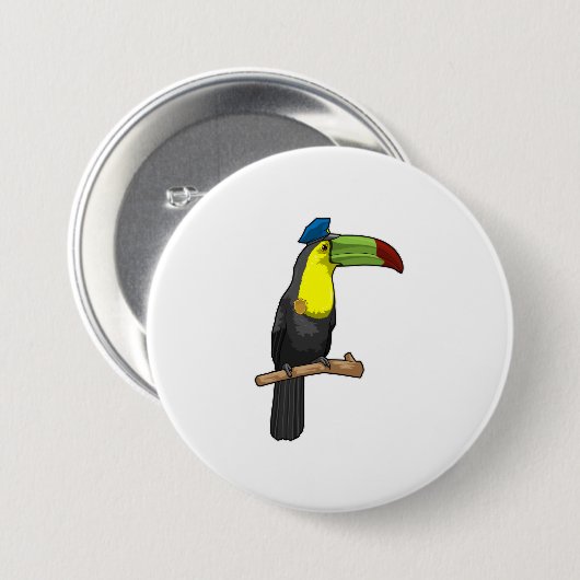 Badge Rond 7,6 Cm Toucan en tant que policier (Devant & derrière)