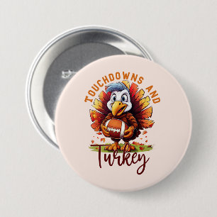 Badge Rond 7,6 Cm Touchdown et Turquie Thanksgiving