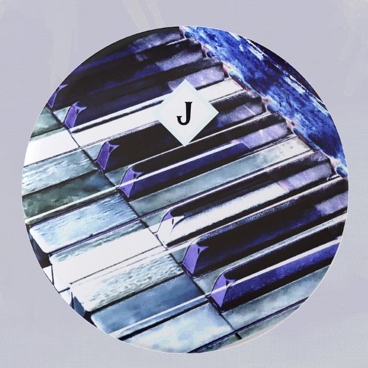 Badge Rond 7,6 Cm Touches de piano Bleu Musique moderne Amour Person