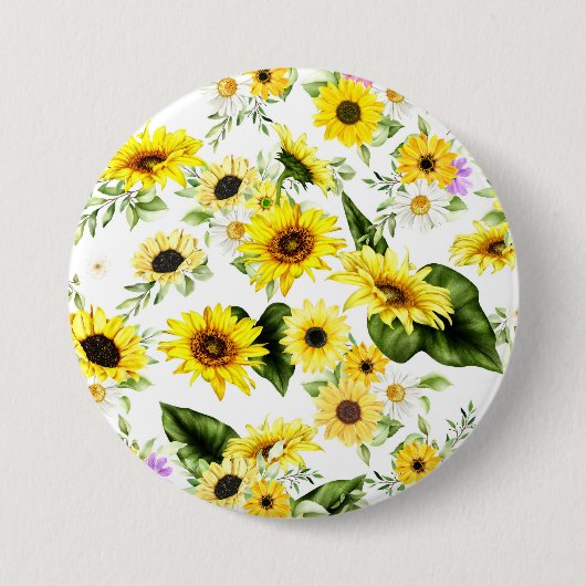 Badge Rond 7,6 Cm Tournesol d'aquarelle 7 (Devant)