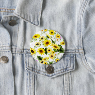 Badge Rond 7,6 Cm Tournesol d'aquarelle 7