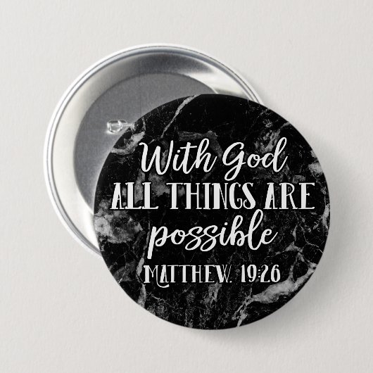 Badge Rond 7,6 Cm Tout est possible Bible chrétienne Verse (Devant & derrière)