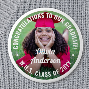 Badge Rond 7,6 Cm Tout Texte Graduation Photo Félicitations Moderne