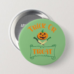 Badge Rond 7,6 Cm Tracer ou traiter les os croisés Halloween visage