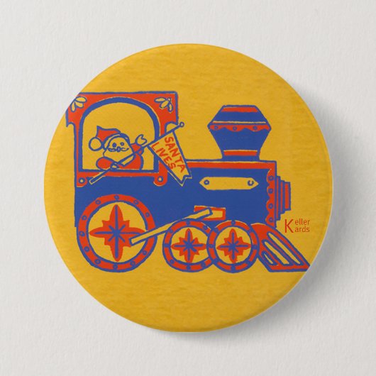 Badge Rond 7,6 Cm Train père Noël (Devant)