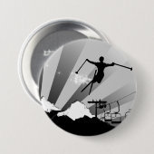 Badge Rond 7,6 Cm traînée de poudre de ski (Devant & derrière)