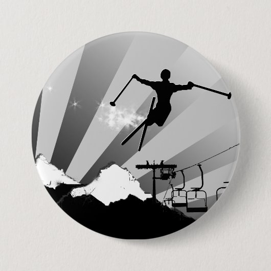 Badge Rond 7,6 Cm traînée de poudre de ski (Devant)