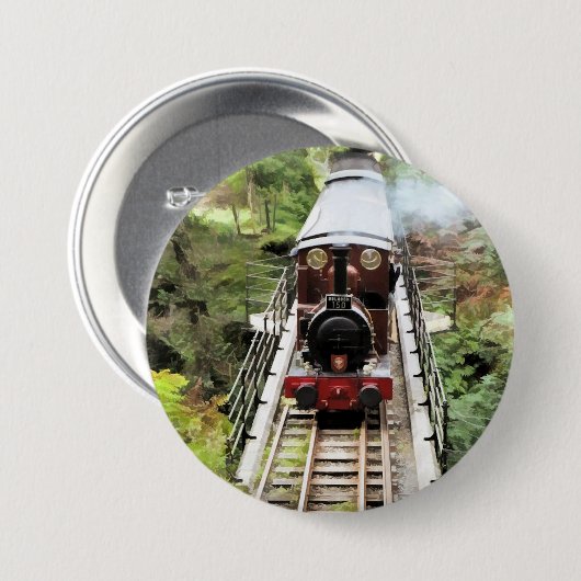 BADGE ROND 7,6 CM TRAINS À VAPEUR (Devant & derrière)