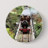 BADGE ROND 7,6 CM TRAINS À VAPEUR (Devant)