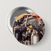 BADGE ROND 7,6 CM TRAINS À VAPEUR (Devant & derrière)
