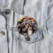 BADGE ROND 7,6 CM TRAINS À VAPEUR (En situation)