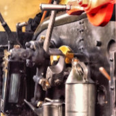 BADGE ROND 7,6 CM TRAINS À VAPEUR