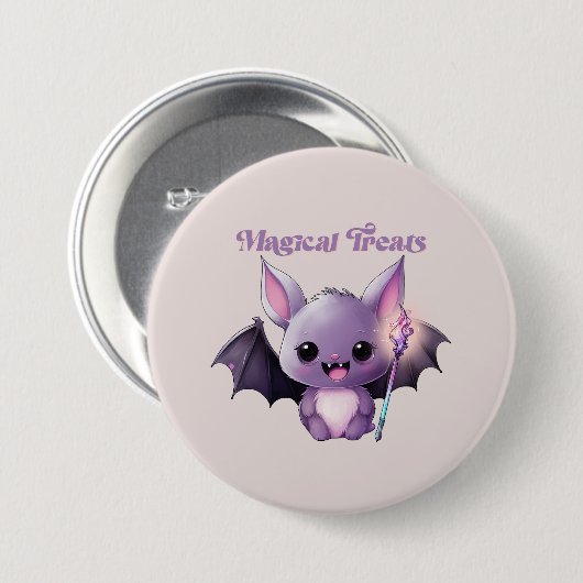 Badge Rond 7,6 Cm Traitements magiques avec Bats mignons (Devant & derrière)