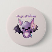 Badge Rond 7,6 Cm Traitements magiques avec Bats mignons (Devant)