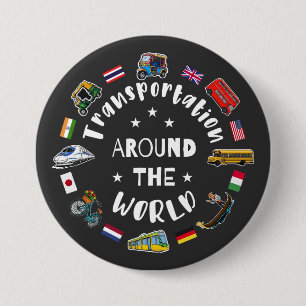 Badge Rond 7,6 Cm Transport autour du monde