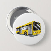 Badge Rond 7,6 Cm Transport en commun de bus urbain jaune gras (Devant & derrière)