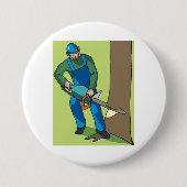 Badge Rond 7,6 Cm Travailleur forestier (Devant)