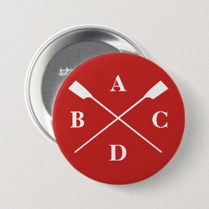 Badge Rond 7,6 Cm Traversée des aviron monogramme rouge