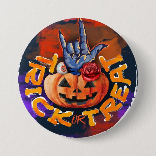 Badge Rond 7,6 Cm Treak ou Treat Scary Halloween (Devant)