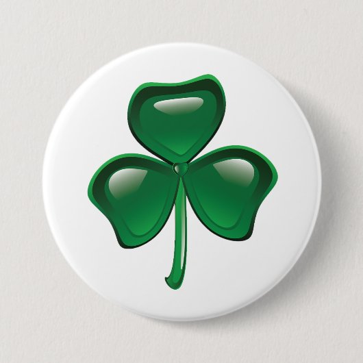 Badge Rond 7,6 Cm Trèfle à trois feuilles Shamrock vert (Devant)