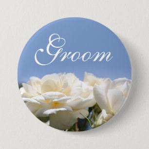 Badge Rond 7,6 Cm Très pure fleur de rose blanche pour le mariage du