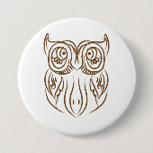 Badge Rond 7,6 Cm Tribal Owl Line Art moderne Brown Abstrait (Devant)