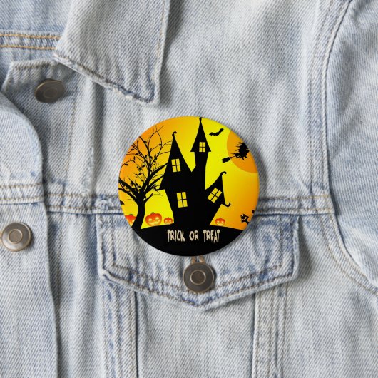 Badge Rond 7,6 Cm Trick ou régal, nuit d'Halloween...Éffrayant ! (En situation)