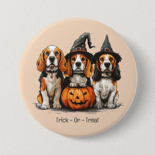 Badge Rond 7,6 Cm Trick Ou Treat Halloween Chiens Beagles