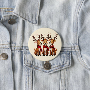 Badge Rond 7,6 Cm Trio de rennes de Noël mignons avec des écharpes à