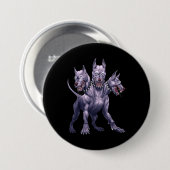 Badge Rond 7,6 Cm Trois Cerberus Chien En Tête (Devant & derrière)