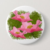 Badge Rond 7,6 Cm Trois photographies de pavots roses flottants joli (Devant)