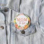 Badge Rond 7,6 Cm Tropical Citrus Baby Shower Maman à venir (En situation)