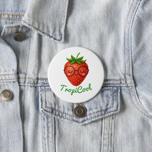 Badge Rond 7,6 Cm TropiCool Strawberry - Bouton brillant mignon (En situation)