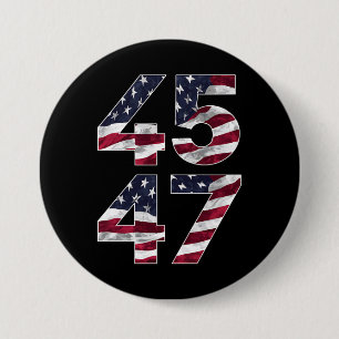 Badge Rond 7,6 Cm Trump 2024 45 47 Vintage États-Unis