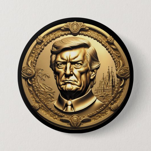Badge Rond 7,6 Cm TRUMP CGI Collectif Gold Art-Coin Doubloon (Devant)