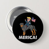Badge Rond 7,6 Cm Trump Merica Rottweiler Chien Héros américain (Devant & derrière)