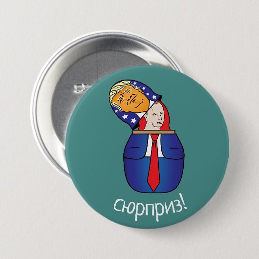 Badge Rond 7,6 Cm Trump - Poupée russe Poutine (Devant & derrière)