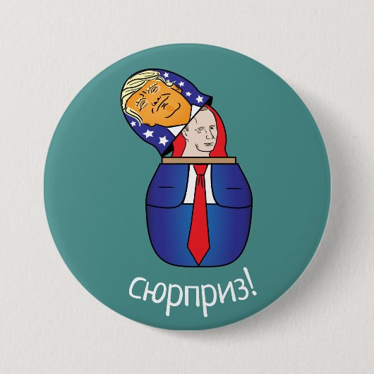 Badge Rond 7,6 Cm Trump - Poupée russe Poutine (Devant)