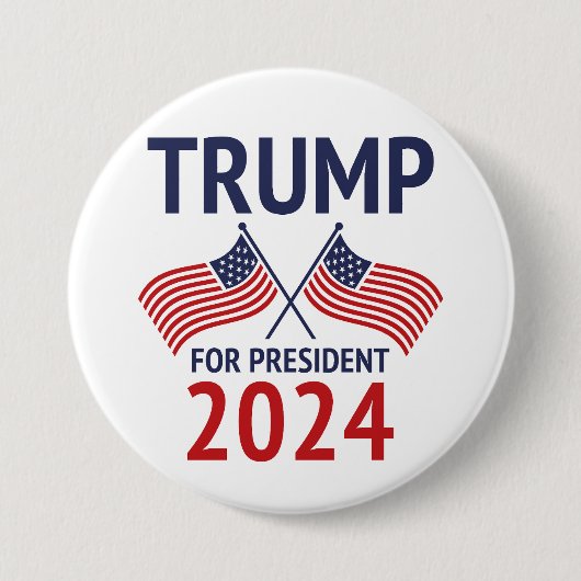 Badge Rond 7,6 Cm Trump pour le président 2024 (Devant)