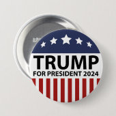 Badge Rond 7,6 Cm Trump pour le président 2024 (Devant & derrière)