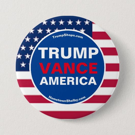 BADGE ROND 7,6 CM TRUMP VANCE AMÉRIQUE (Devant)
