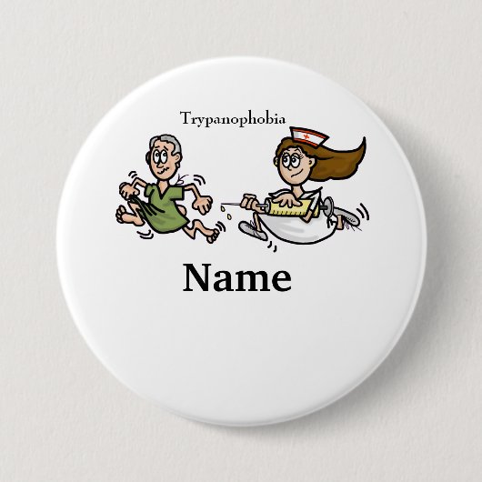 Badge Rond 7,6 Cm Trypanophobic or Fear of Needles Nurse Button (Devant)