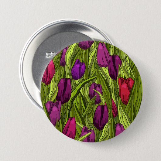 Badge Rond 7,6 Cm Tulipes (Devant & derrière)