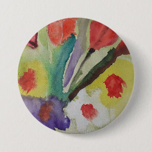Badge Rond 7,6 Cm Tulipes Abstraites et fleurs de printemps